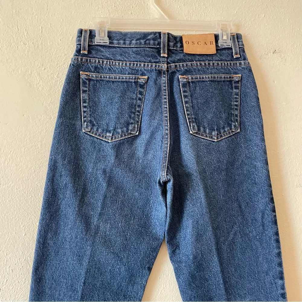 Vintage Oscar de la Renta mom jeans size 28 high waisted medium wash 90s rigid - Picture 2 of 11